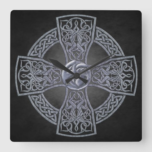 Oude Granite Celtic Irish Clock Vierkante Klok (Voorkant)