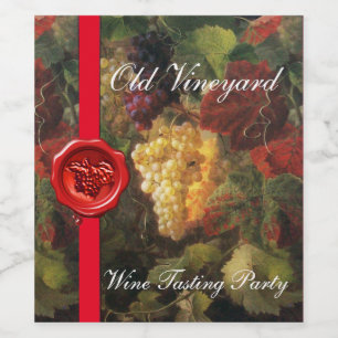 OUDE GRAPE VINEYARD WINE TASTPARTIJ Rood waaszegel Wijn Etiket