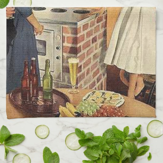 Oude grappige bruidsdouche / Housewarming Party Theedoek (Gevouwen)