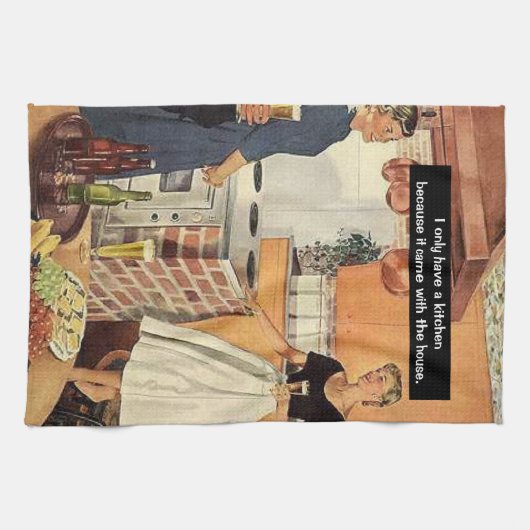 Oude grappige bruidsdouche / Housewarming Party Theedoek (Horizontaal)