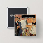 Oude grappige bruidssalon / House Warming Party Vierkante Button 5,1 Cm (Voorkant /achterkant)