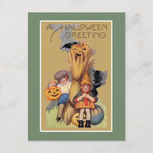 Oude grappige Halloween-illustratie Briefkaart