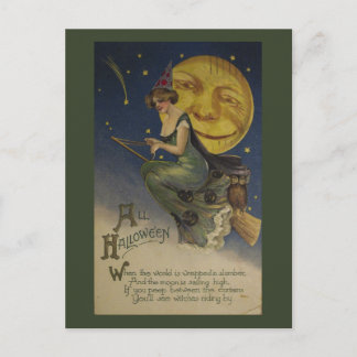 Oude grappige Halloween zeldzame uil Briefkaart
