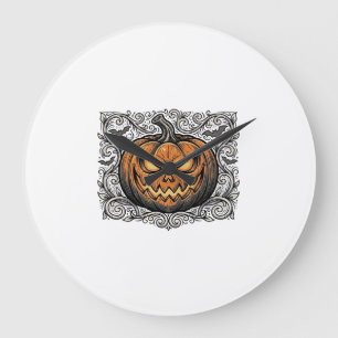 Oude Gravure Halloween Pompoen Shirt Ontwerp_1 Grote Klok