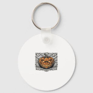 Oude Gravure Halloween Pompoen Shirt Ontwerp_1 Sleutelhanger