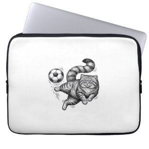 Oude Gravure Kat Voetbal Trap T-shirt Ontwerp (4) Laptop Sleeve