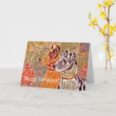 Oude Great Dane, Gefeliciteerd verjaardag Kaart (Gele Bloem)