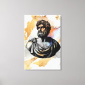 Oude Grieks man portret omgeven door goudmarmer Canvas Afdruk (Voorkant)