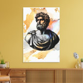 Oude Grieks man portret omgeven door goudmarmer Canvas Afdruk (Insitu (Woonkamer))