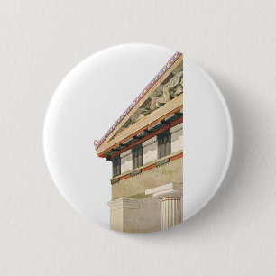 Oude Griekse Architectuur, Tempel van Athena Ronde Button 5,7 Cm