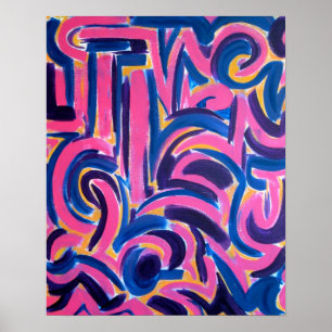 Oude Griekse graffiti-handschildpad Abstracte kuns Poster