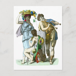 Oude Griekse muzikanten en landfolk Briefkaart