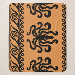 Oude Griekse octopus, golfpatroon Sherpa Deken