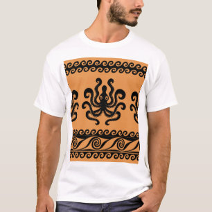 Oude Griekse octopus, golfpatroon T-shirt