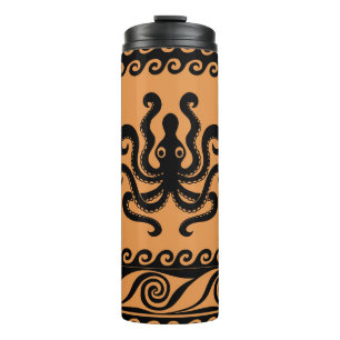 Oude Griekse octopus, golfpatroon Thermosbeker