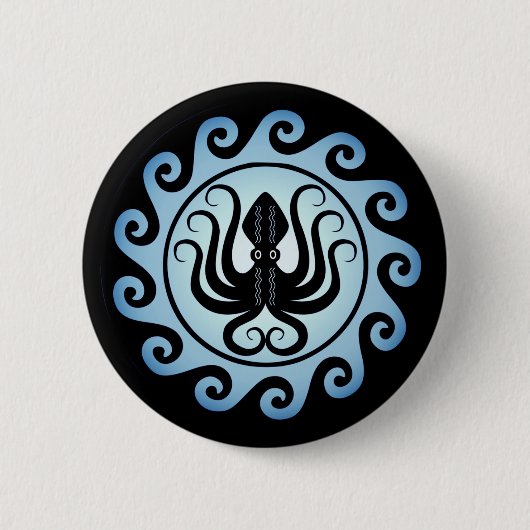Oude Griekse schilden: Octopus (water) Ronde Button 5,7 Cm (Voorkant)