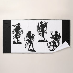 Oude Griekse silhouettes van de Muses-afdruk Bad Handdoek