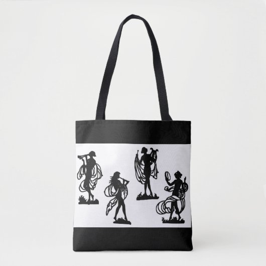 Oude Griekse silhouettes van de Muses-afdruk Draagtas (Voorkant)