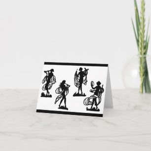Oude Griekse silhouettes van de Muses Notitiekaartje