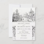 Oude Griekse stad bruiloft uitnodiging (Voorkant)