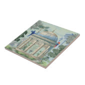 Oude Griekse tempel tuin ara vogel Pixie groen Tegeltje (Zijkant)