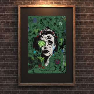 Oude griezelige Halloween Graffiti Kunstprint Poster