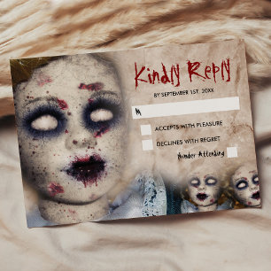 Oude griezelige zombiepop Halloween RSVP Kaartje