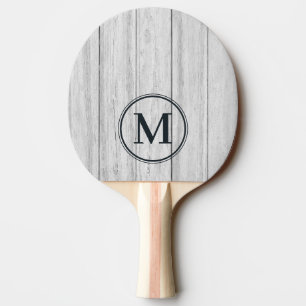 Oude grijze houten planken monogram tafeltennisbatje