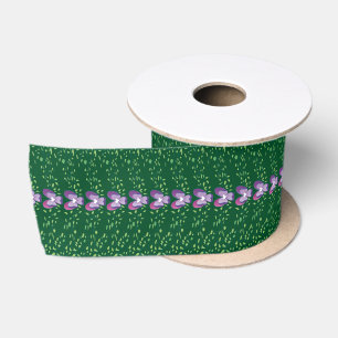 Oude groene bloemenbehang met viooltjespatroon lint