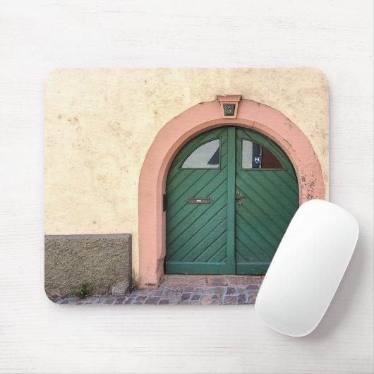 Oude groene deur muismat (Met muis)