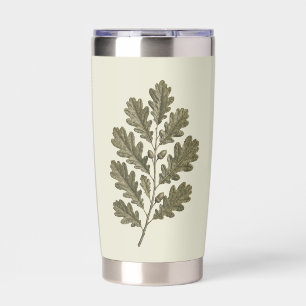 Oude groene eikentak geïsoleerde drinkbeker
