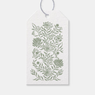 Oude groene houtsnijtag cadeaulabel