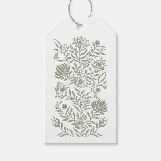 Oude groene houtsnijtag cadeaulabel (Voorkant)
