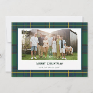 Oude groene ruit familie foto kerstkaart