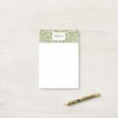 Oude groene wilgenbladerenmonogram post-it® notes (Op bureau)