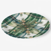 Oude Groene Witte Gingham Patroon Papieren Bordje (Gekanteld)