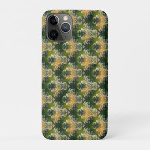 Oude groene witte oranje bloempatroon iPhone 11 pro hoesje