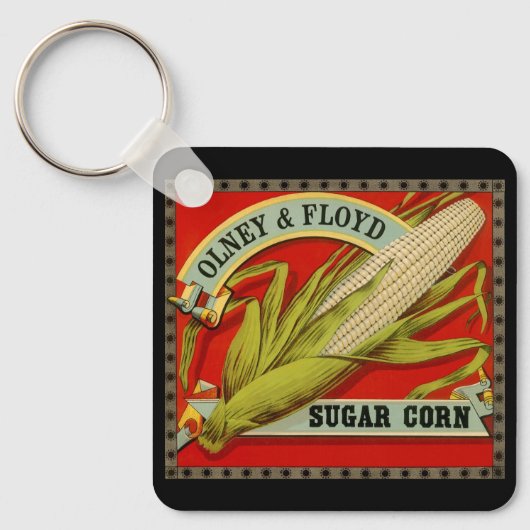 Oude groente label, Olney & Floyd Sugar Corn Sleutelhanger (Voorkant)