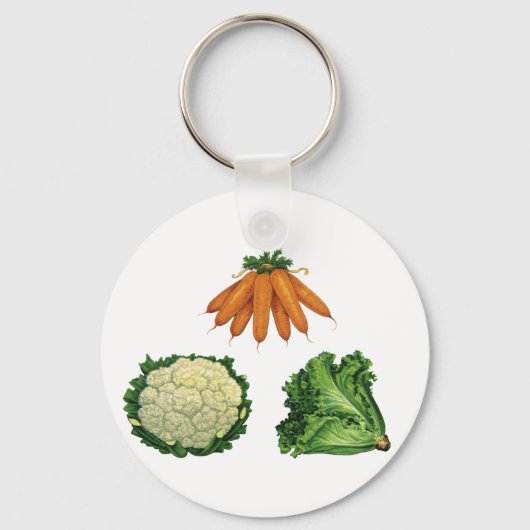 Oude groenten; Wortels, Bloemkool, Sla Sleutelhanger (Achterkant)