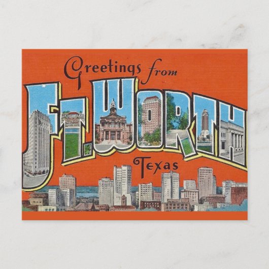 Oude Groet Fort Worth TX Briefkaart (Voorkant)