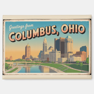 Oude groeten uit Columbus Ohio ansichtkaart Magneet