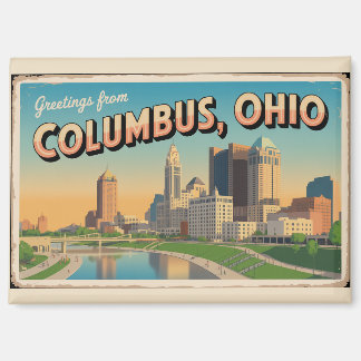 Oude groeten uit Columbus Ohio ansichtkaart Magneet