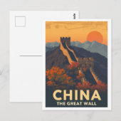 Oude Grote Muur van China Briefkaart (Voorkant / Achterkant)