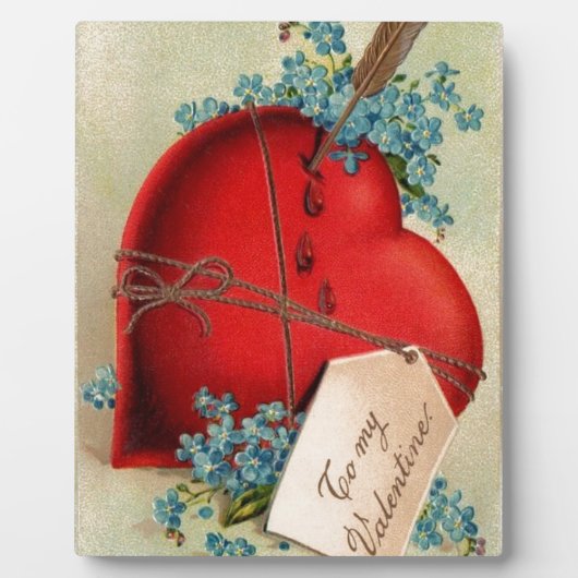 Oude grote rode bloedende hart Valentijn postkaart Fotoplaat (Voorkant)