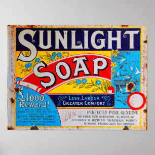 Oude  Grunge Sunlight Soap Sign Poster