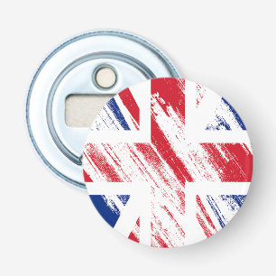 Oude  Grunge Vlag van Groot-Brittannië Button Flesopener