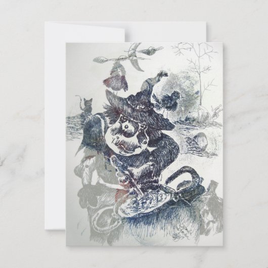 Oude hag heks die iets voor Halloween brouwt Notitiekaartje (Voorkant)