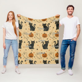Oude Halloween-afdruk met herhalende naam Fleece Deken
