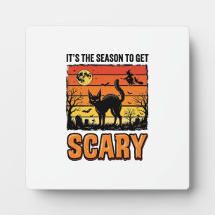 Oude Halloween Angstaanjagende Kat Heks Shirt Ontw Fotoplaat
