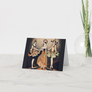 Oude Halloween Art Deco Flapper Poster 1920s Bedankkaart